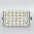 MCM Vicetos Logogram Hand Bag PVC Leather White Gold Auth bs36079-9