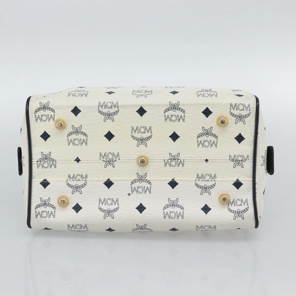 MCM Vicetos Logogram Hand Bag PVC Leather White Gold Auth bs36079