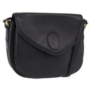 SAINT LAURENT Shoulder Bag Leather Black Gold Auth bs36080-1