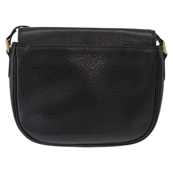 SAINT LAURENT Shoulder Bag Leather Black Gold Auth bs36080
