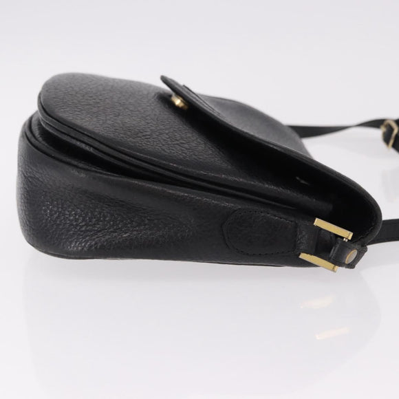 SAINT LAURENT Shoulder Bag Leather Black Gold Auth bs36080