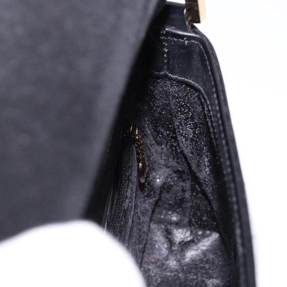 GUCCI Shoulder Bag Patent Leather Black Gold 007 2113 0278 Auth bs36081