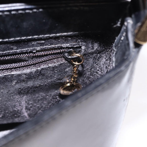 GUCCI Shoulder Bag Patent Leather Black Gold 007 2113 0278 Auth bs36081