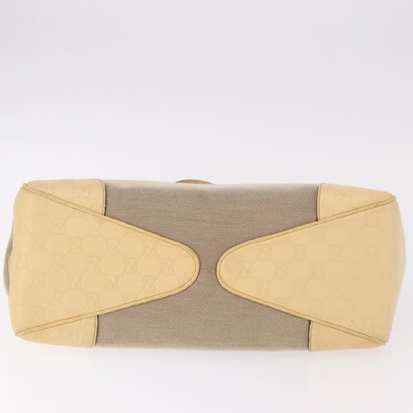 GUCCI GG Canvas Guccissima Hand Bag Leather Beige Gold 257268 Auth bs36083A