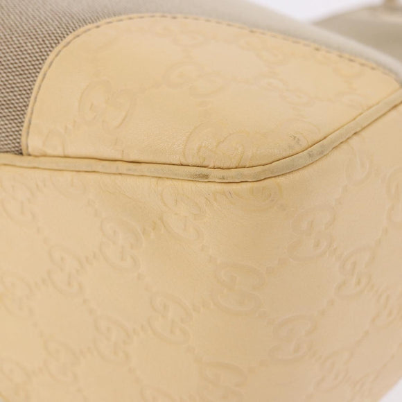 GUCCI GG Canvas Guccissima Hand Bag Leather Beige Gold 257268 Auth bs36083A