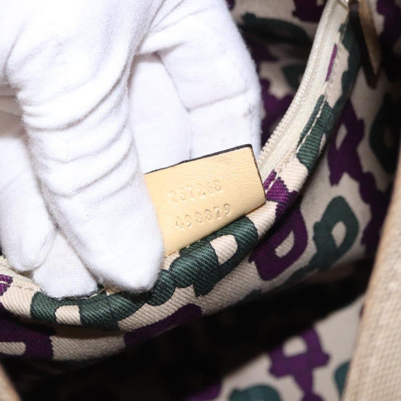 GUCCI GG Canvas Guccissima Hand Bag Leather Beige Gold 257268 Auth bs36083A