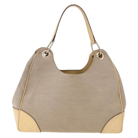 GUCCI GG Canvas Guccissima Hand Bag Leather Beige Gold 257268 Auth bs36083A