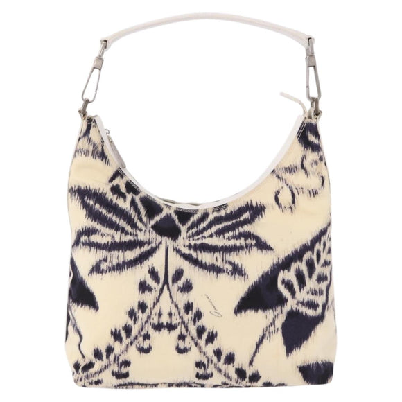 GUCCI Hand Bag Canvas White Silver Auth bs36084