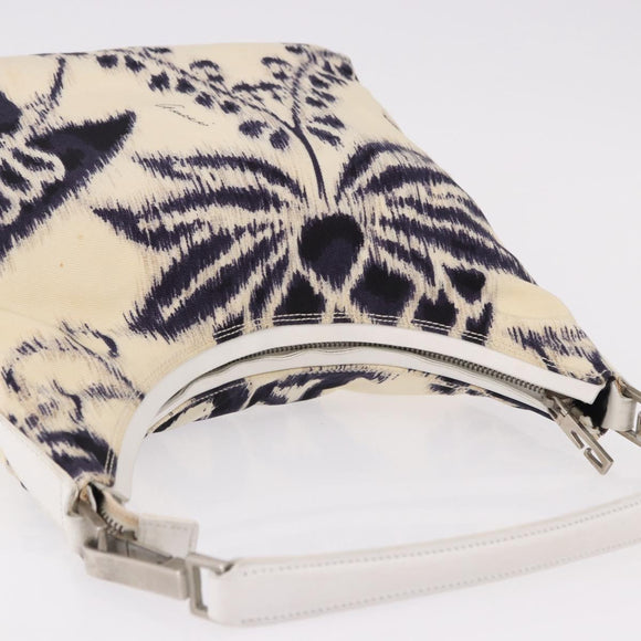 GUCCI Hand Bag Canvas White Silver Auth bs36084