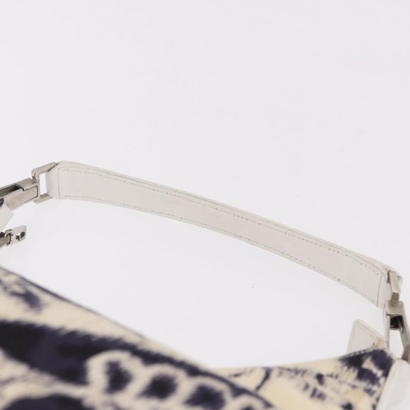GUCCI Hand Bag Canvas White Silver Auth bs36084