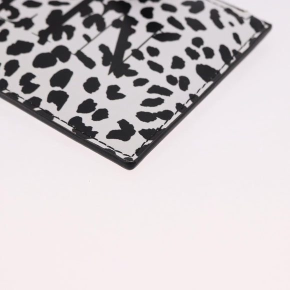 VALENTINO Card Case Leather White Silver Auth bs36085V
