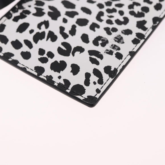 VALENTINO Card Case Leather White Silver Auth bs36085V
