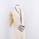 VALENTINO Card Case Leather White Silver Auth bs36085V-21