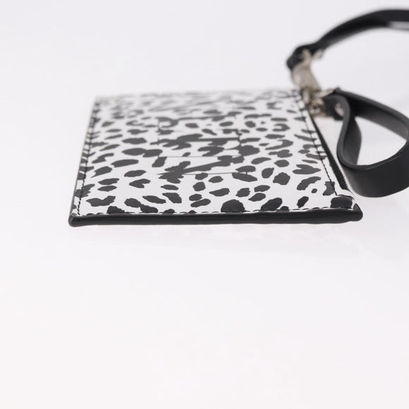 VALENTINO Card Case Leather White Silver Auth bs36085V