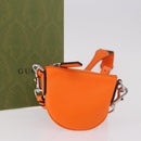 GUCCI Shoulder Pouch Web Sherry Line Leather Orange Silver 821831 Auth bs36086M-12