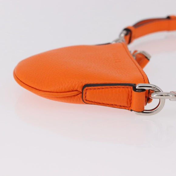 GUCCI Shoulder Pouch Web Sherry Line Leather Orange Silver 821831 Auth bs36086M