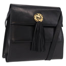 Salvatore Ferragamo Shoulder Bag Leather Black Gold Auth bs36087-1