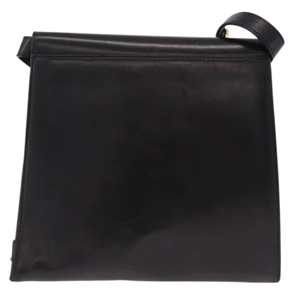Salvatore Ferragamo Shoulder Bag Leather Black Gold Auth bs36087