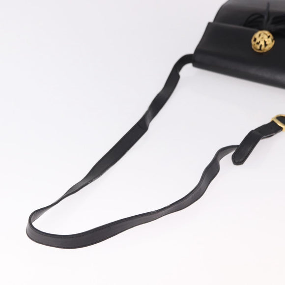 Salvatore Ferragamo Shoulder Bag Leather Black Gold Auth bs36087