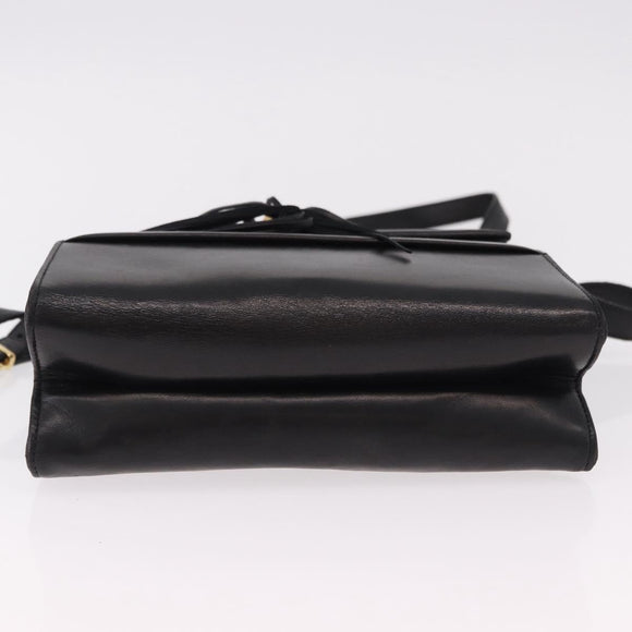 Salvatore Ferragamo Shoulder Bag Leather Black Gold Auth bs36087