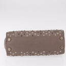 Jimmy Choo Riley Small Star Studs Hand Bag Leather Gray Gold Auth bs36088-10