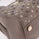 Jimmy Choo Riley Small Star Studs Hand Bag Leather Gray Gold Auth bs36088-11