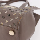 Jimmy Choo Riley Small Star Studs Hand Bag Leather Gray Gold Auth bs36088-12