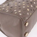 Jimmy Choo Riley Small Star Studs Hand Bag Leather Gray Gold Auth bs36088-13
