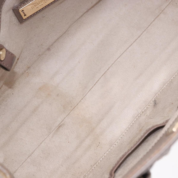 Jimmy Choo Riley Small Star Studs Hand Bag Leather Gray Gold Auth bs36088