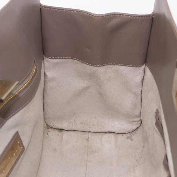 Jimmy Choo Riley Small Star Studs Hand Bag Leather Gray Gold Auth bs36088