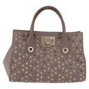 Jimmy Choo Riley Small Star Studs Hand Bag Leather Gray Gold Auth bs36088-2