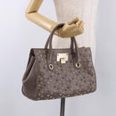 Jimmy Choo Riley Small Star Studs Hand Bag Leather Gray Gold Auth bs36088-23