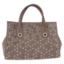 Jimmy Choo Riley Small Star Studs Hand Bag Leather Gray Gold Auth bs36088-3