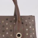 Jimmy Choo Riley Small Star Studs Hand Bag Leather Gray Gold Auth bs36088-4