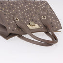 Jimmy Choo Riley Small Star Studs Hand Bag Leather Gray Gold Auth bs36088-7