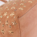 Jimmy Choo Star Studs Hand Bag Leather Pink Gold Auth bs36089-10