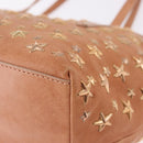 Jimmy Choo Star Studs Hand Bag Leather Pink Gold Auth bs36089-13