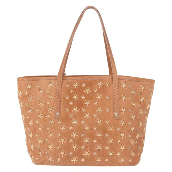 Jimmy Choo Star Studs Hand Bag Leather Pink Gold Auth bs36089