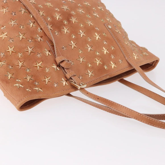 Jimmy Choo Star Studs Hand Bag Leather Pink Gold Auth bs36089