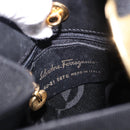 Salvatore Ferragamo Hand Bag Canvas Black Gold Auth bs36090A-15