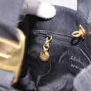 Salvatore Ferragamo Hand Bag Canvas Black Gold Auth bs36090A-19