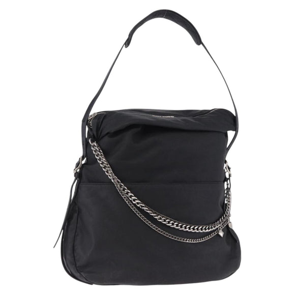Jimmy Choo Shoulder Bag Leather Black Silver Auth bs36091A