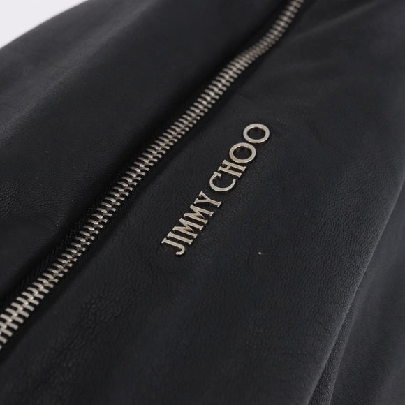 Jimmy Choo Shoulder Bag Leather Black Silver Auth bs36091A