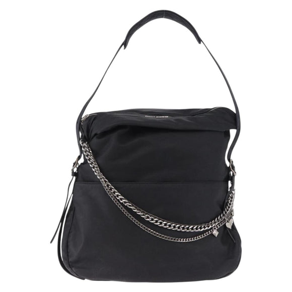 Jimmy Choo Shoulder Bag Leather Black Silver Auth bs36091A