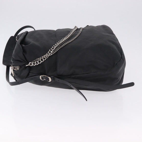 Jimmy Choo Shoulder Bag Leather Black Silver Auth bs36091A