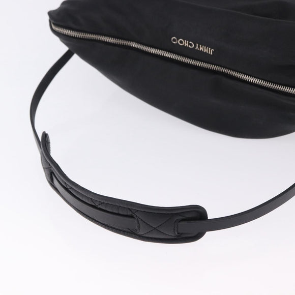 Jimmy Choo Shoulder Bag Leather Black Silver Auth bs36091A