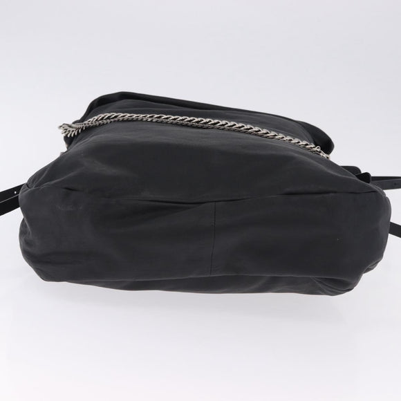 Jimmy Choo Shoulder Bag Leather Black Silver Auth bs36091A