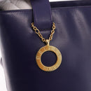 CELINE Circle Shoulder Bag Leather Purple Gold Auth bs36092A-18