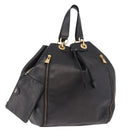 CELINE Hand Bag Leather Black Gold Auth bs36094V-1