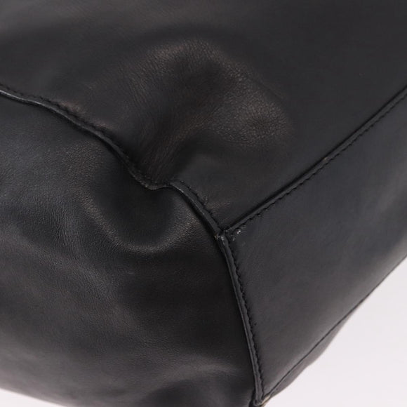 CELINE Hand Bag Leather Black Gold Auth bs36094V